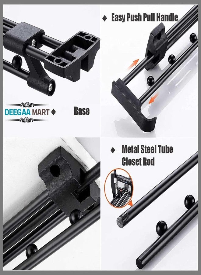DEEGAA MART DEEGAAMART 40cm Sliding Pull Out Wardrobe Rail Top-Mounted Closet Clothes Hanger Rack with Separation Beads, 16" Metal Rack, Black, Adjustable Pull Out Closet Rod (1 Pc) (Model 4, 16 Inch) - Image 3